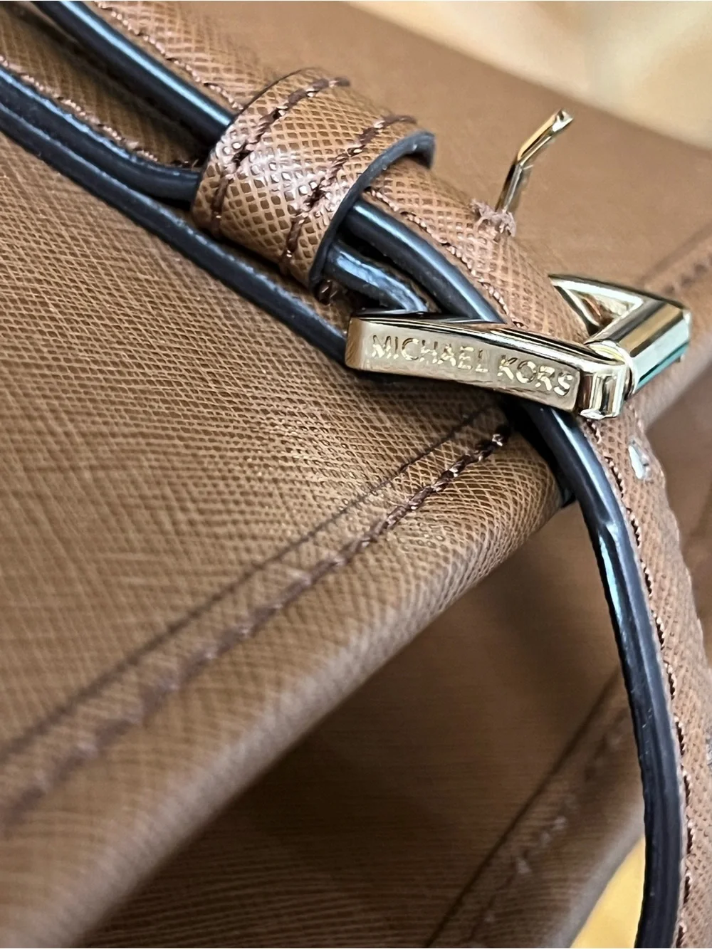 Michael Kors Cognac Brown Jet set travel Saffiano Leather Tote